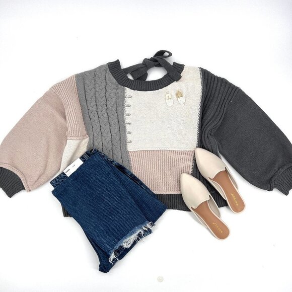 Blu Pepper Boho Color Block Boxy Sweater NWT - Picture 2 of 3